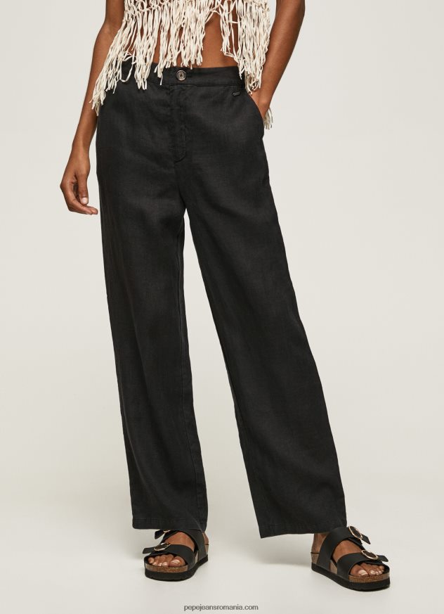 pantaloni drepti din țesătură fluidă femei Pepe Jeans negru 6Z0R46291