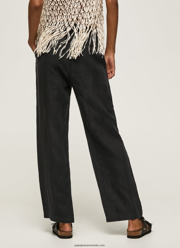 pantaloni drepti din țesătură fluidă femei Pepe Jeans negru 6Z0R46291