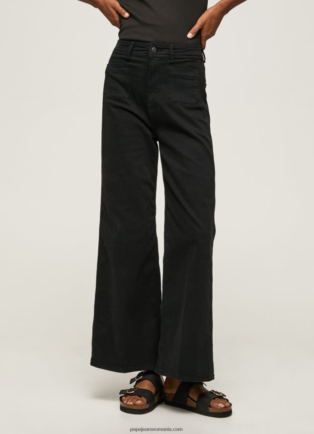 pantaloni evazați din bumbac femei Pepe Jeans negru 6Z0R46313