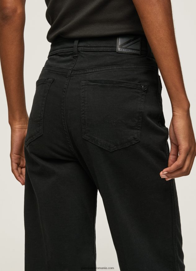 pantaloni evazați din bumbac femei Pepe Jeans negru 6Z0R46313