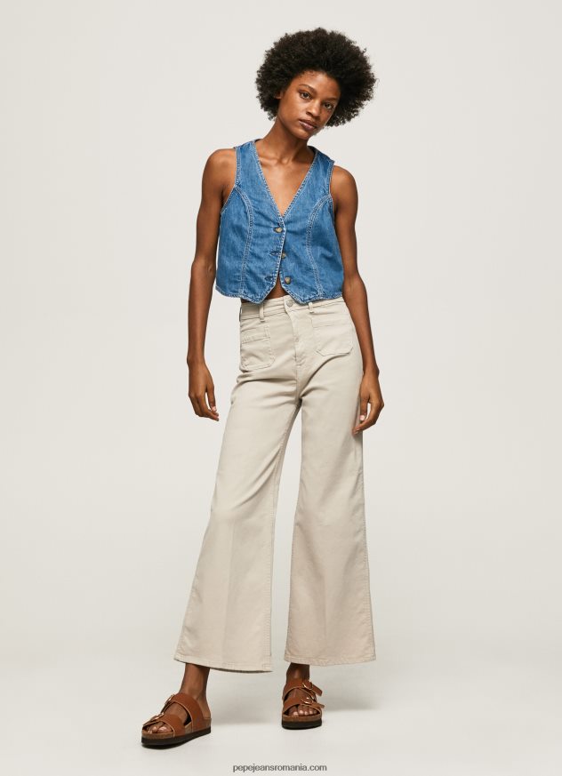 pantaloni evazați din bumbac femei Pepe Jeans piatră 6Z0R46312