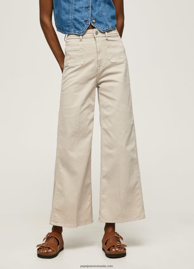 pantaloni evazați din bumbac femei Pepe Jeans piatră 6Z0R46312