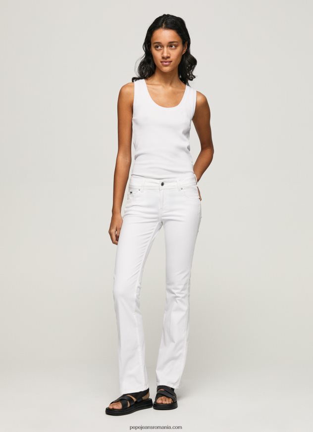 pantaloni slim flare femei Pepe Jeans alb 6Z0R46310