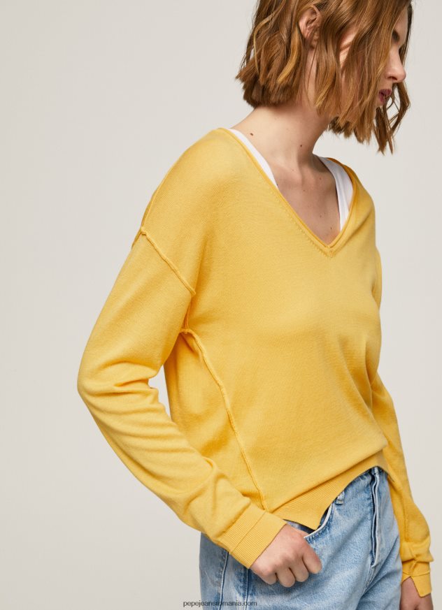 Tricou cu decolteu în V femei Pepe Jeans strălucire 6Z0R46257