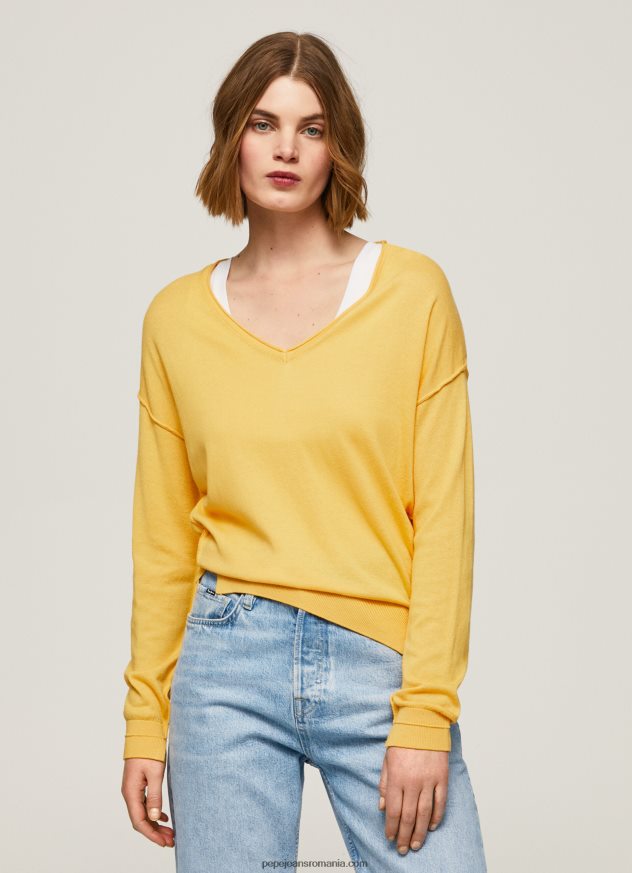 Tricou cu decolteu în V femei Pepe Jeans strălucire 6Z0R46257
