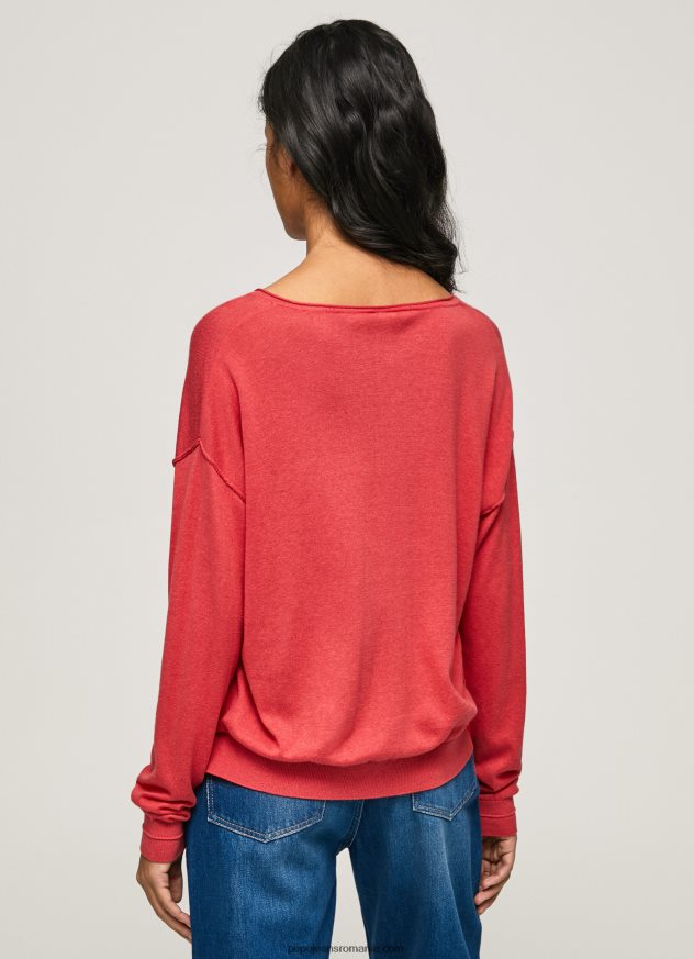 Tricou cu decolteu în V femei Pepe Jeans studio roșu 6Z0R46258