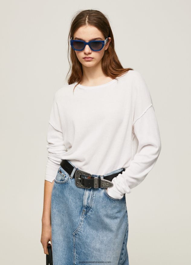 Tricou cu decor relaxat femei Pepe Jeans alb 6Z0R46256