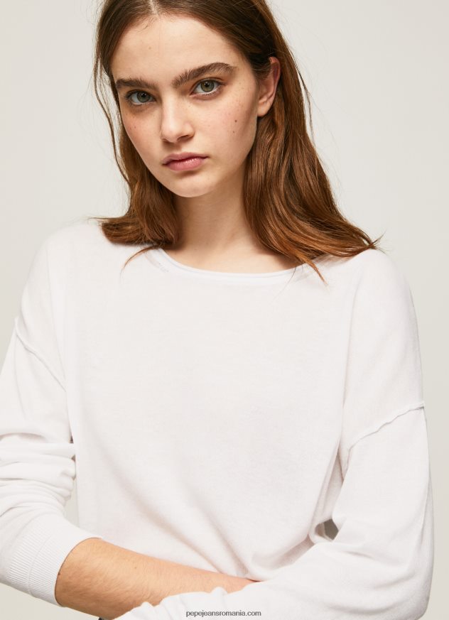 Tricou cu decor relaxat femei Pepe Jeans alb 6Z0R46256