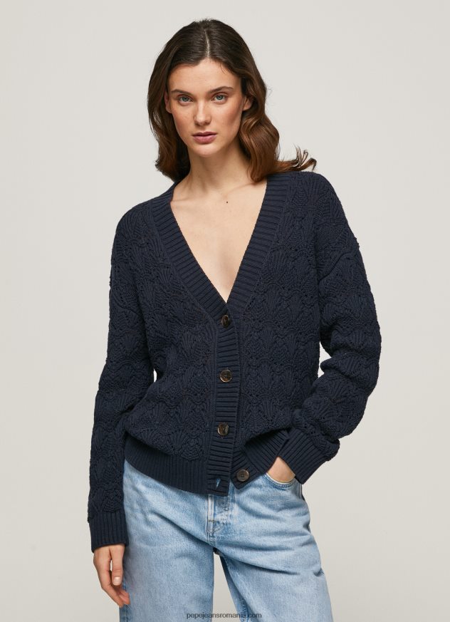 cardigan ajurat cu decolteu în V femei Pepe Jeans dulwich 6Z0R46239