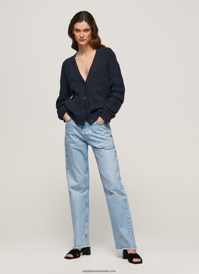 cardigan ajurat cu decolteu în V femei Pepe Jeans dulwich 6Z0R46239