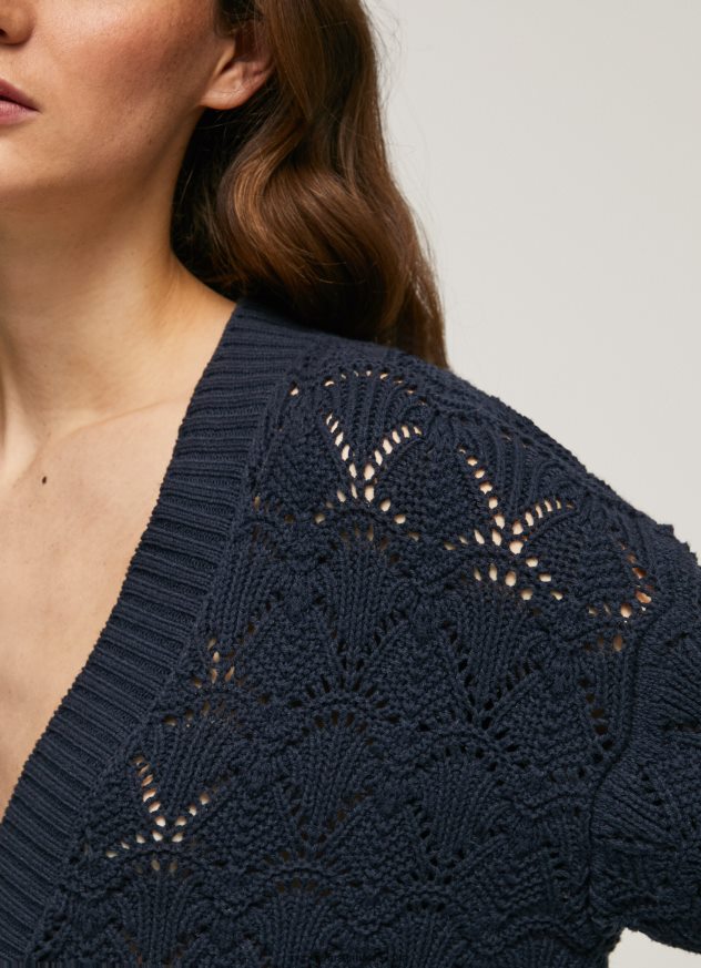 cardigan ajurat cu decolteu în V femei Pepe Jeans dulwich 6Z0R46239