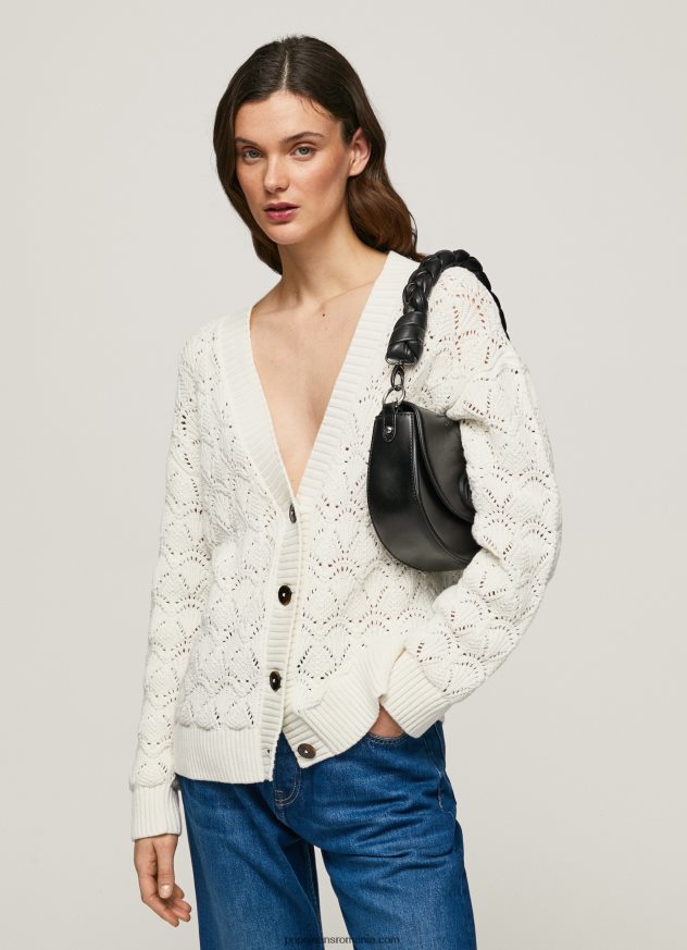 cardigan ajurat cu decolteu în V femei Pepe Jeans mousse 6Z0R46230