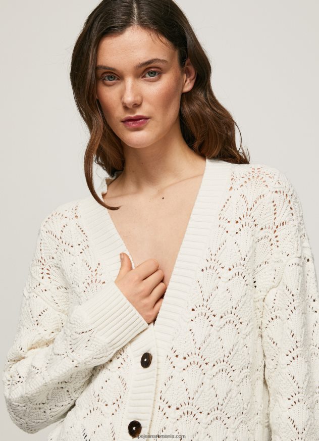 cardigan ajurat cu decolteu în V femei Pepe Jeans mousse 6Z0R46230