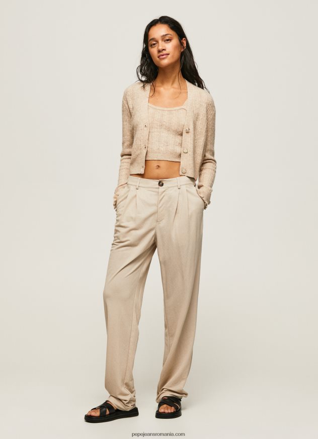 cardigan ajurat cu decolteu în V femei Pepe Jeans piele de bivol 6Z0R46243