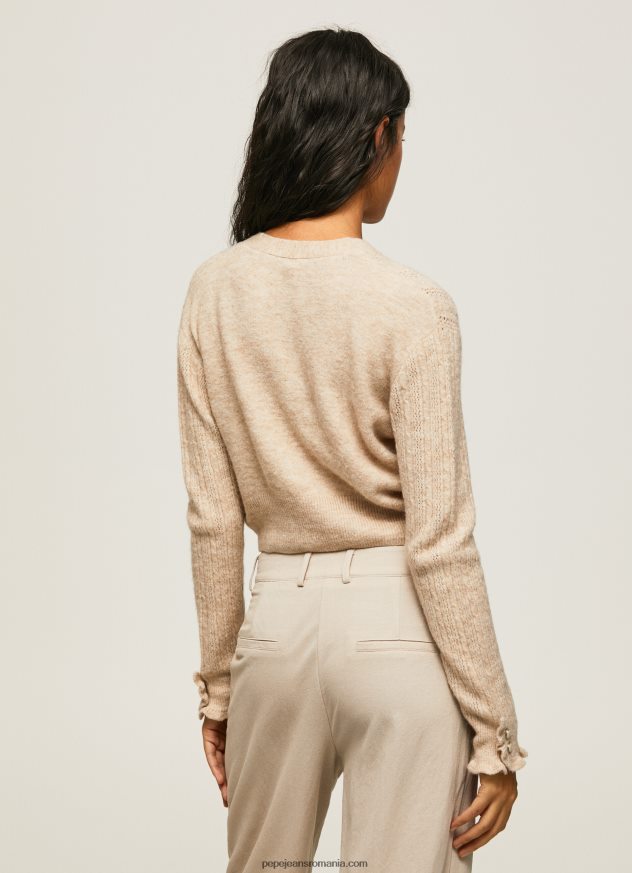 cardigan ajurat cu decolteu în V femei Pepe Jeans piele de bivol 6Z0R46243