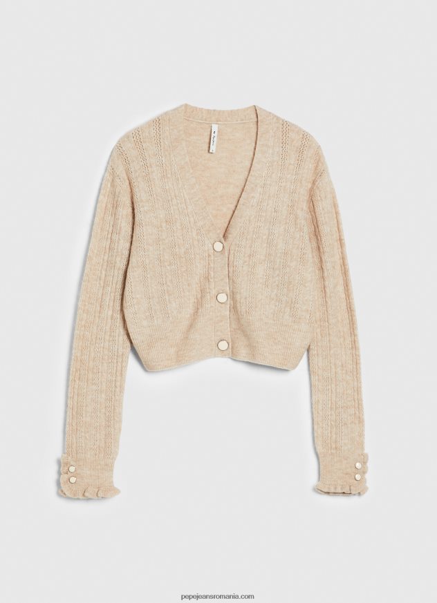 cardigan ajurat cu decolteu în V femei Pepe Jeans piele de bivol 6Z0R46243