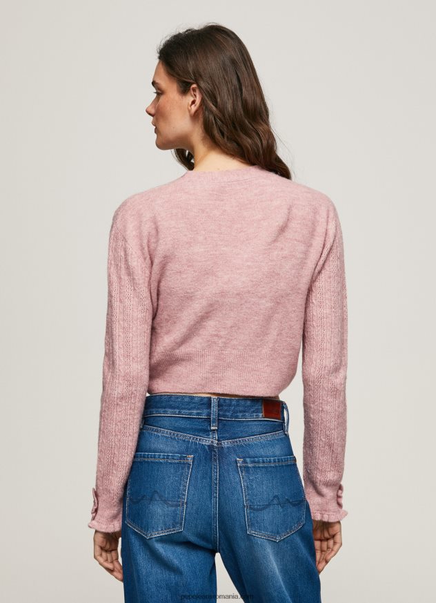 cardigan ajurat cu decolteu în V femei Pepe Jeans roz tulbure 6Z0R46248