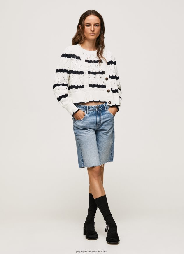 cardigan ajurat cu model în dungi femei Pepe Jeans mousse 6Z0R46252