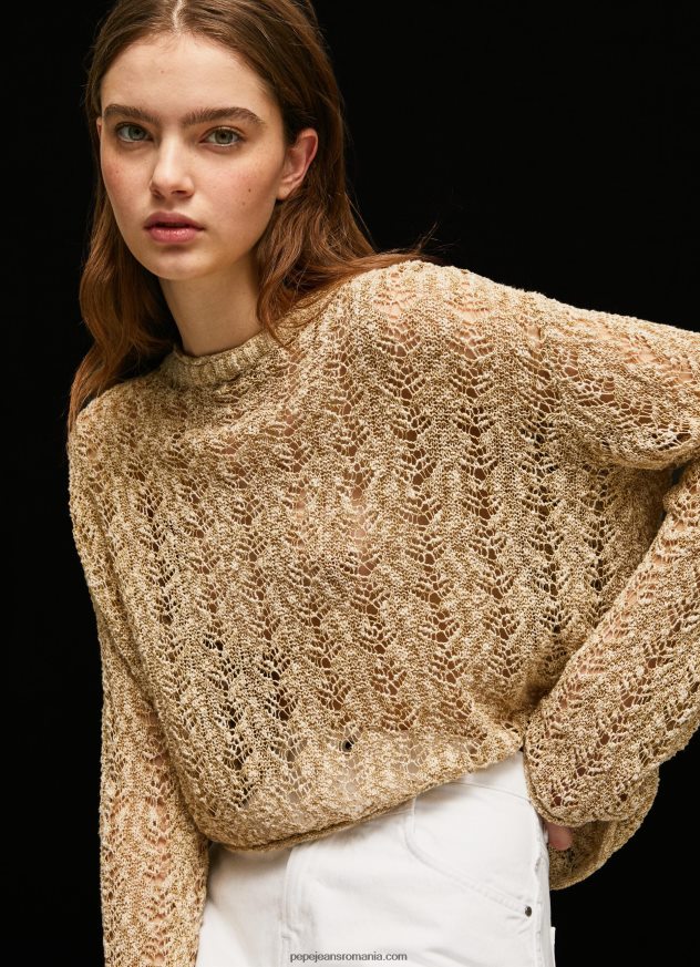 cardigan decupat tricot ajurat femei Pepe Jeans piatră 6Z0R46233