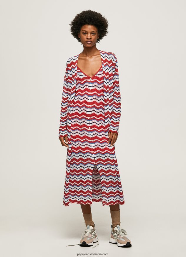 cardigan lung cu imprimeu în zig-zag femei Pepe Jeans studio roșu 6Z0R46225