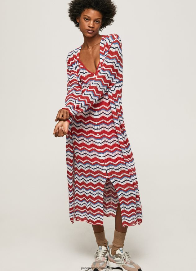 cardigan lung cu imprimeu în zig-zag femei Pepe Jeans studio roșu 6Z0R46225