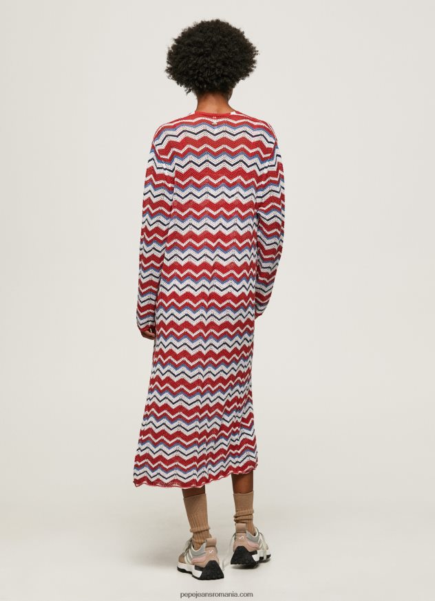 cardigan lung cu imprimeu în zig-zag femei Pepe Jeans studio roșu 6Z0R46225