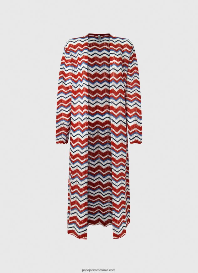 cardigan lung cu imprimeu în zig-zag femei Pepe Jeans studio roșu 6Z0R46225