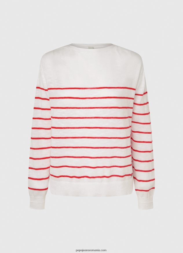 jerseu de bumbac cu imprimeu dungi femei Pepe Jeans alb 6Z0R46238