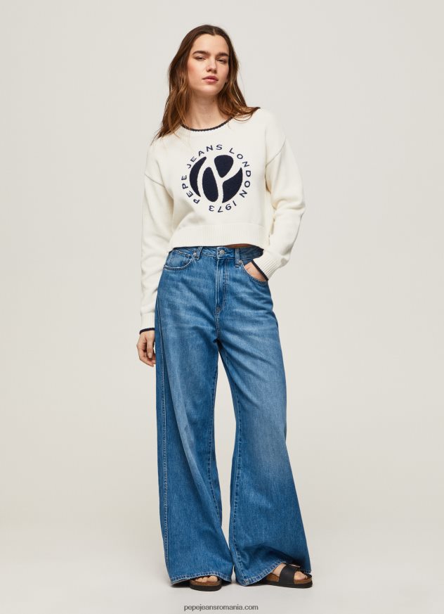 jerseu de bumbac cu imprimeu logo femei Pepe Jeans alb 6Z0R46253