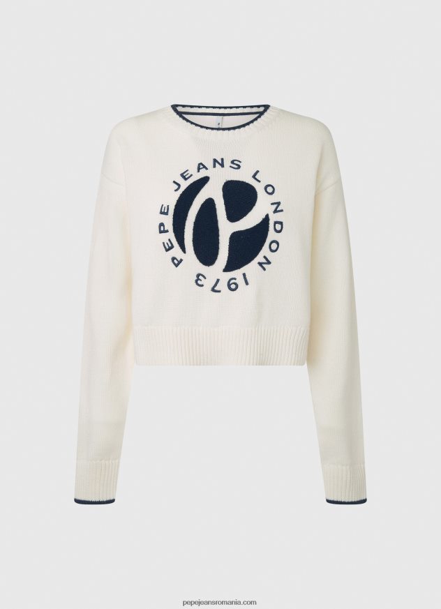 jerseu de bumbac cu imprimeu logo femei Pepe Jeans alb 6Z0R46253
