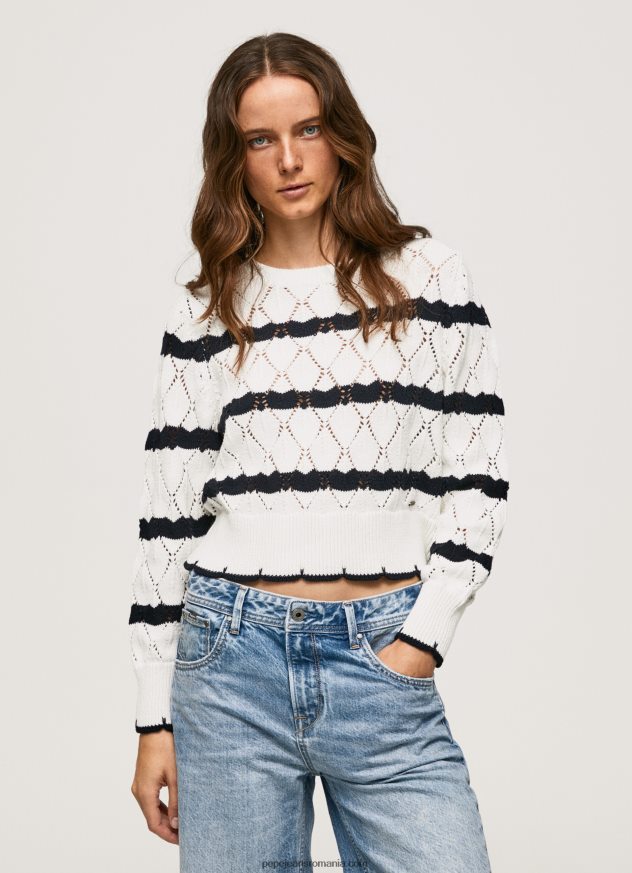 tricou ajurat cu model dungi femei Pepe Jeans mousse 6Z0R46251