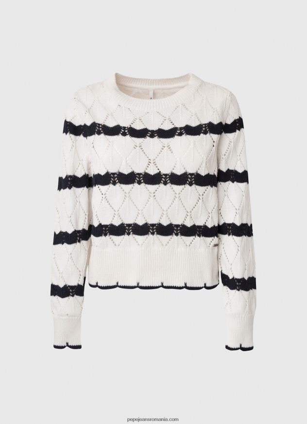 tricou ajurat cu model dungi femei Pepe Jeans mousse 6Z0R46251