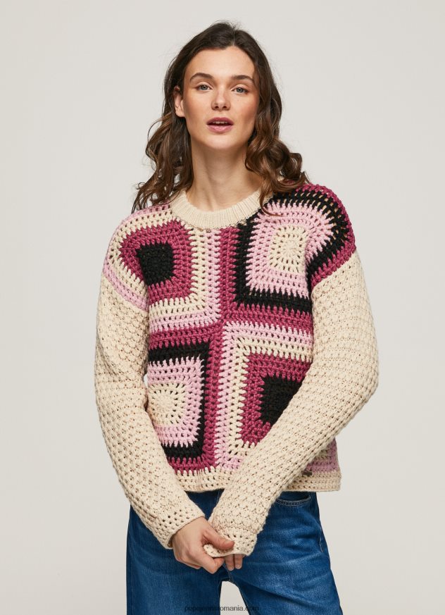 tricou croșetat cu gât Perkins femei Pepe Jeans piele de bivol 6Z0R46246