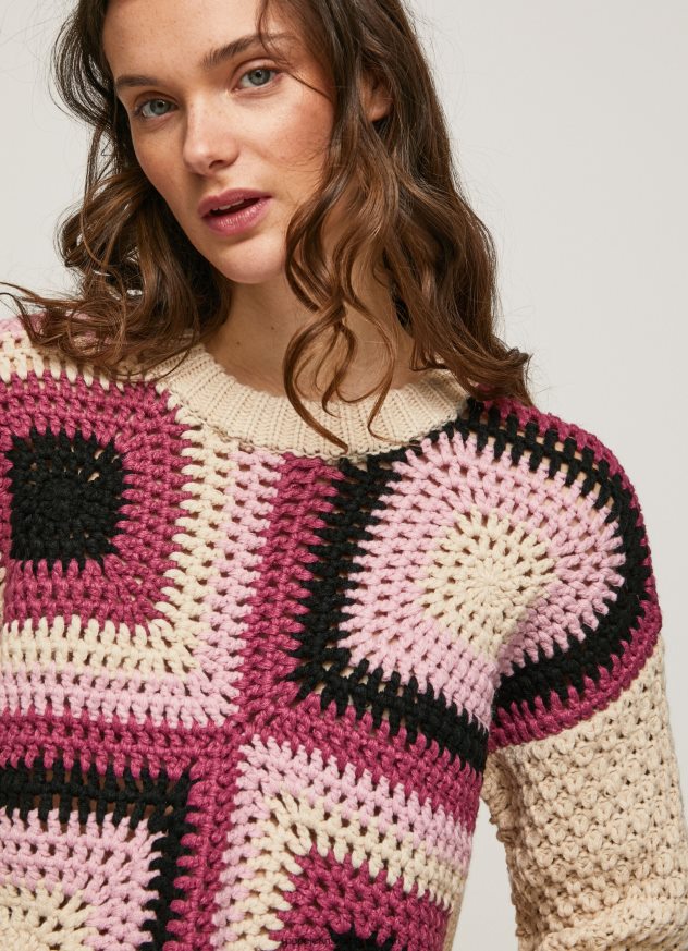 tricou croșetat cu gât Perkins femei Pepe Jeans piele de bivol 6Z0R46246