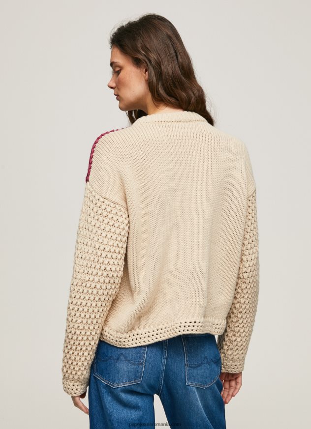 tricou croșetat cu gât Perkins femei Pepe Jeans piele de bivol 6Z0R46246