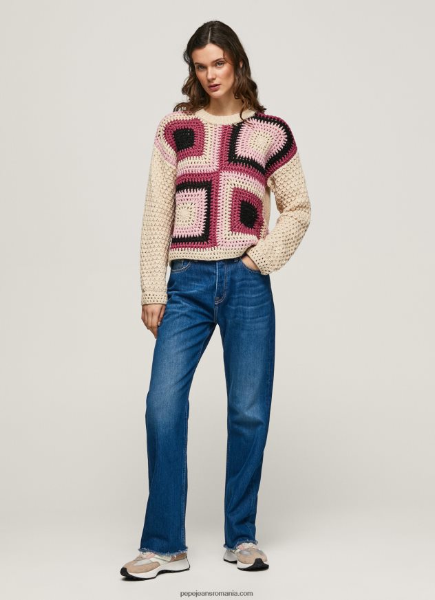 tricou croșetat cu gât Perkins femei Pepe Jeans piele de bivol 6Z0R46246