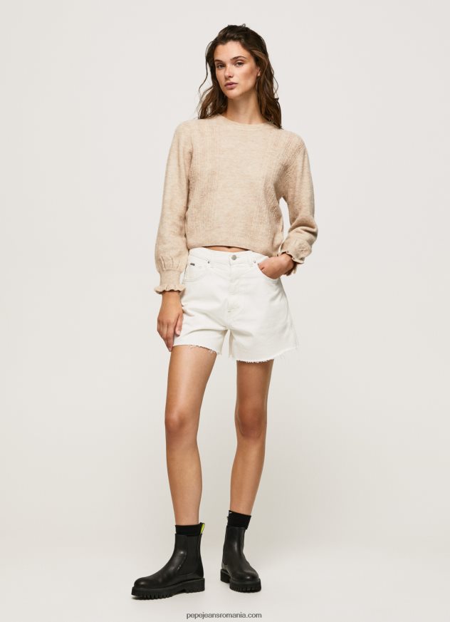 tricou cu decolteu rotund ajurat femei Pepe Jeans piele de bivol 6Z0R46244