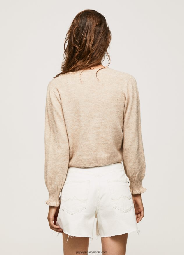 tricou cu decolteu rotund ajurat femei Pepe Jeans piele de bivol 6Z0R46244