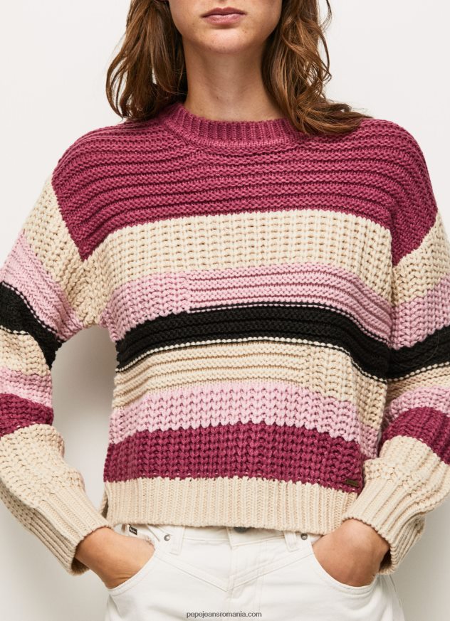 tricou cu decolteu rotund cu dungi femei Pepe Jeans fard de obraz închis 6Z0R46262