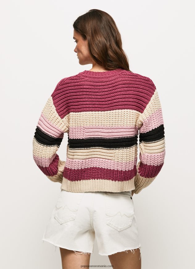 tricou cu decolteu rotund cu dungi femei Pepe Jeans fard de obraz închis 6Z0R46262