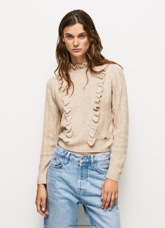 tricou cu gât Perkins femei Pepe Jeans piele de bivol 6Z0R46245