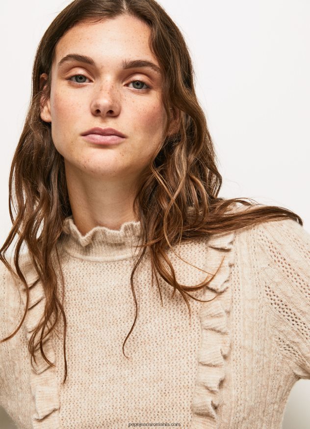 tricou cu gât Perkins femei Pepe Jeans piele de bivol 6Z0R46245