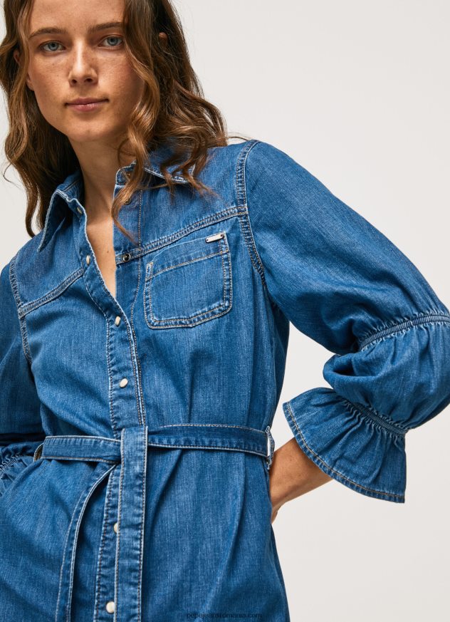 rochie cămașă scurtă din denim femei Pepe Jeans denim 6Z0R46101