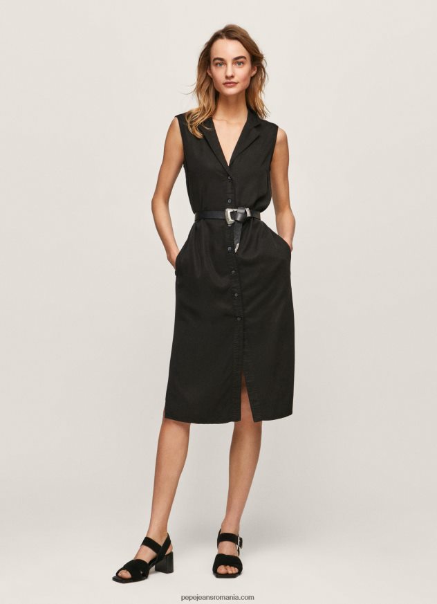 rochie cu guler cu rever femei Pepe Jeans negru 6Z0R46224