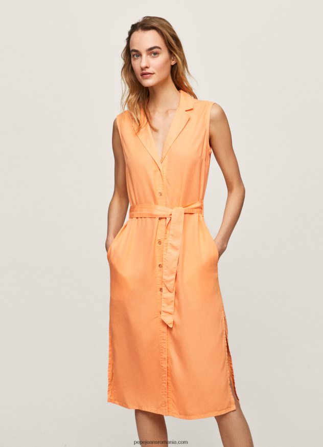 rochie cu guler cu rever femei Pepe Jeans piersică 6Z0R46212