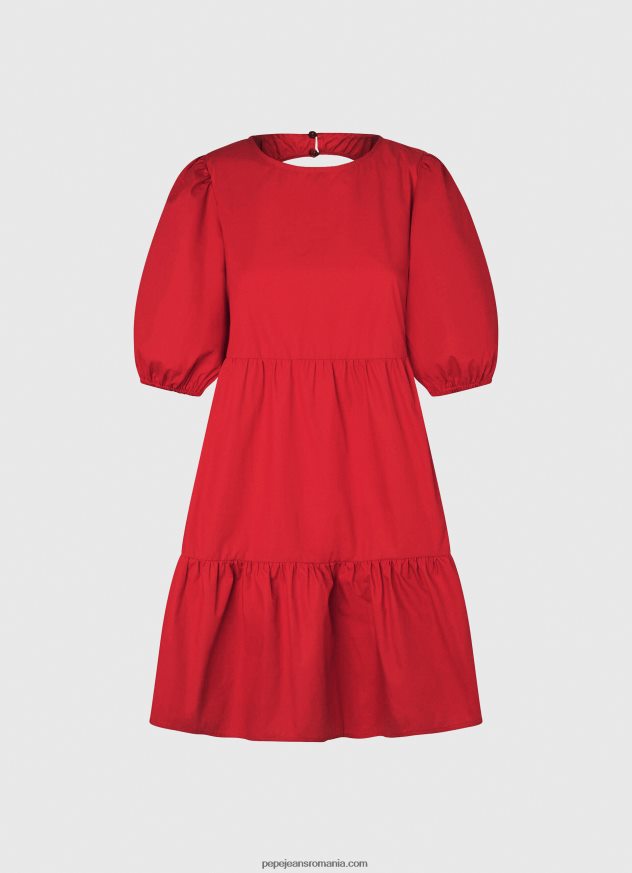 rochie din poplin de bumbac femei Pepe Jeans studio roșu 6Z0R46146