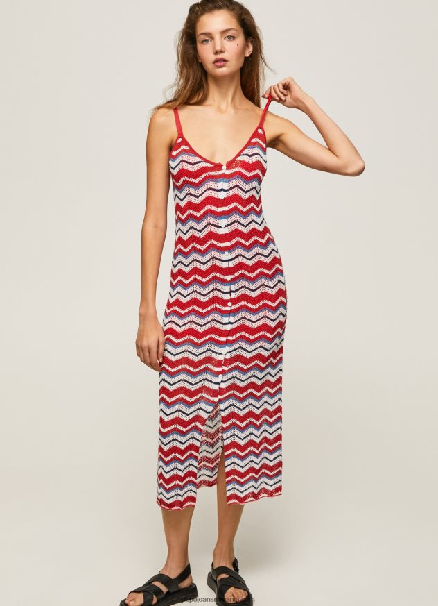 rochie frida din tricot zig-zag femei Pepe Jeans studio roșu 6Z0R46170