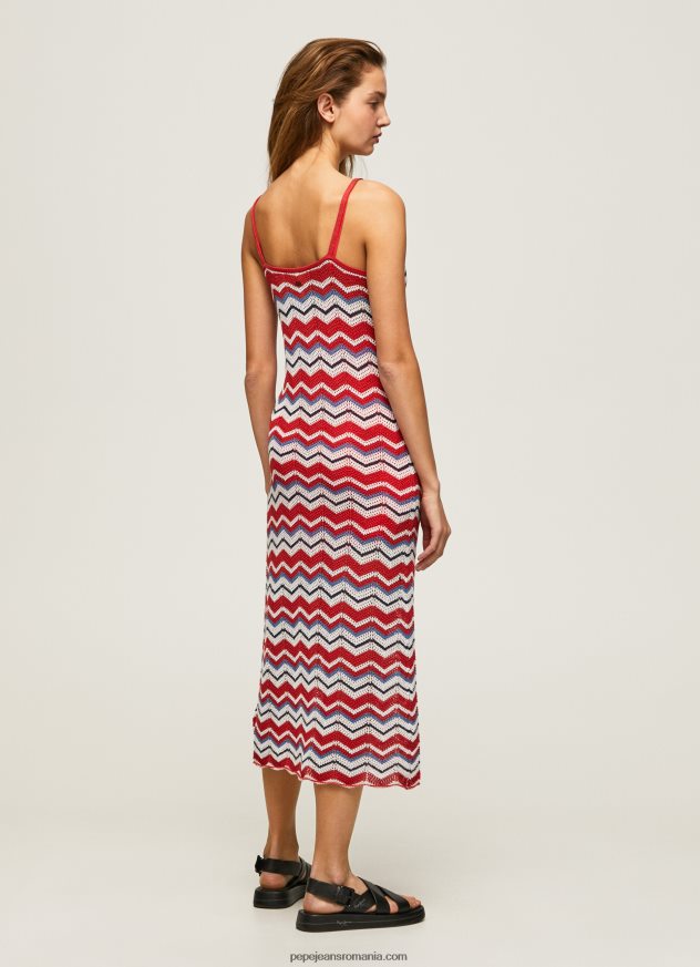 rochie frida din tricot zig-zag femei Pepe Jeans studio roșu 6Z0R46170