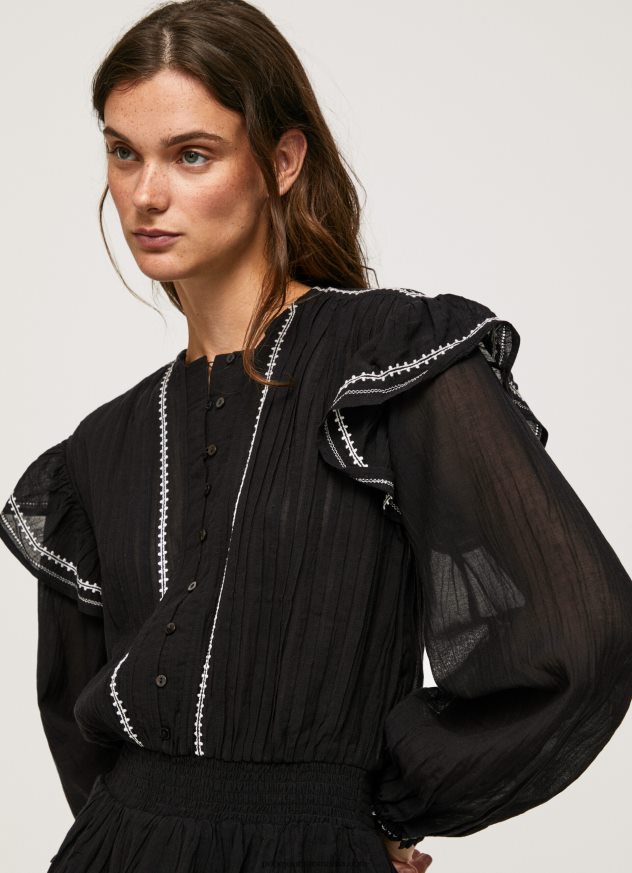 rochie mini cu detalii brodate femei Pepe Jeans negru 6Z0R46190