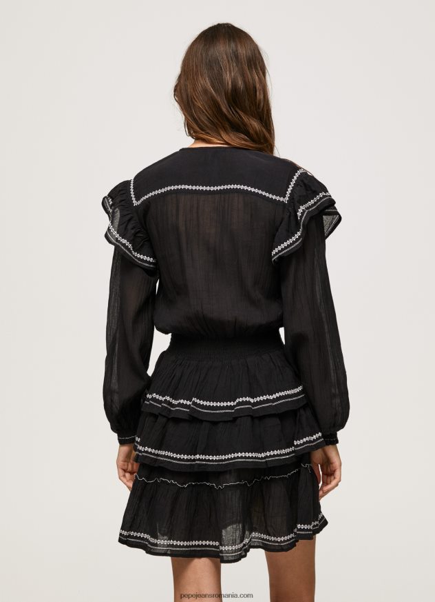 rochie mini cu detalii brodate femei Pepe Jeans negru 6Z0R46190